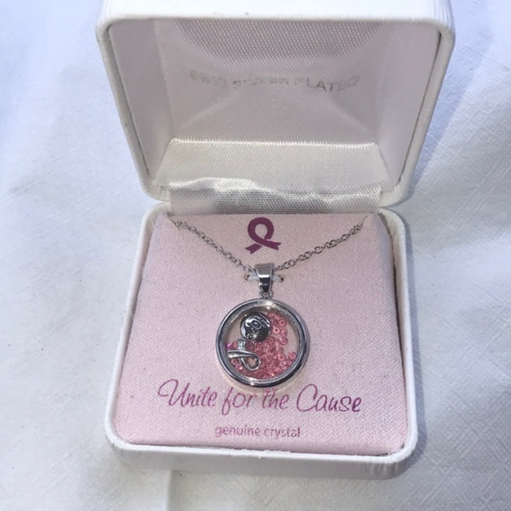 Unite For The Cause pink crystal pendant necklace